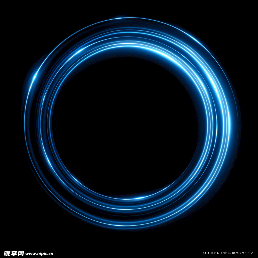 蓝色光线光圈光环素材图片