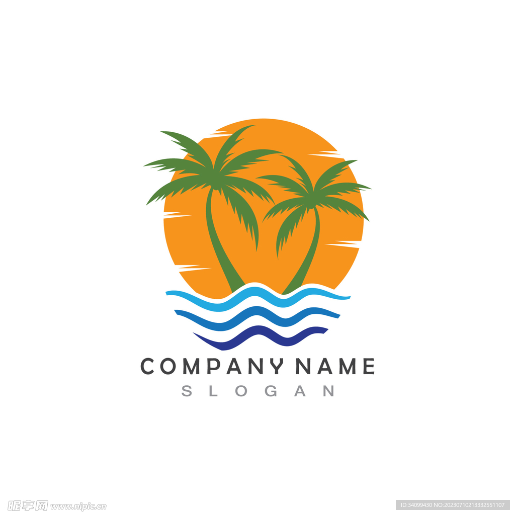 夏日度假椰子树logo