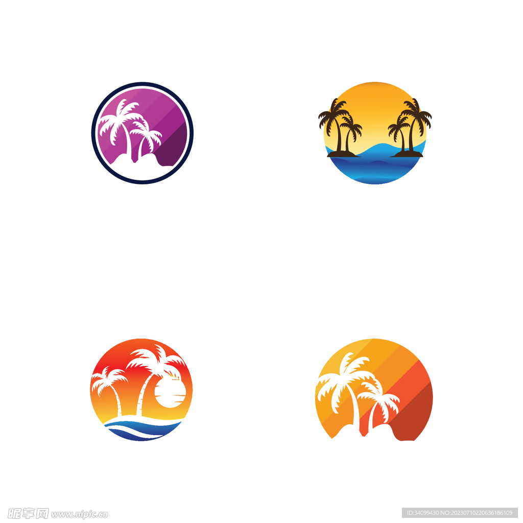 沙滩度假椰子树logo