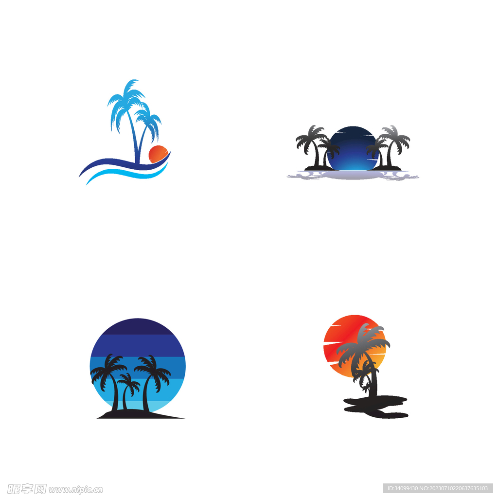 夏季沙滩椰子树logo