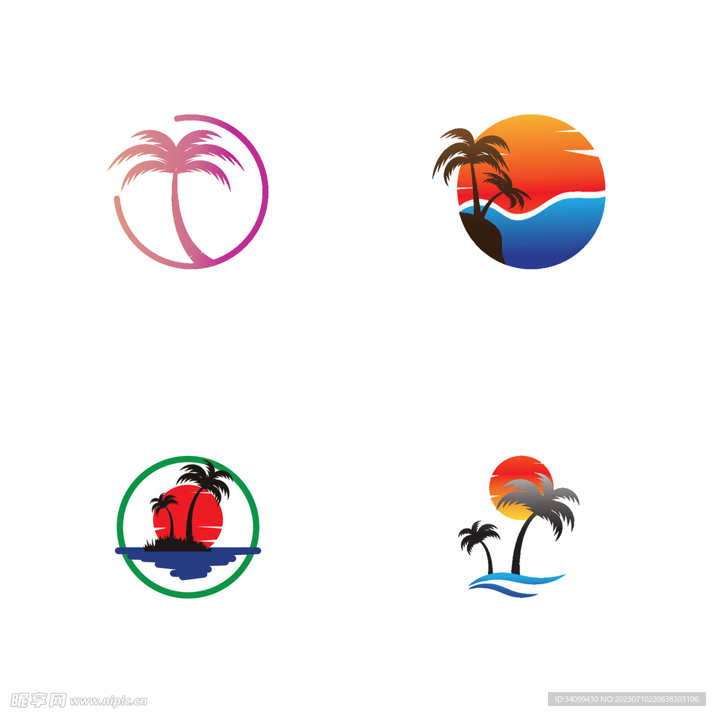 夏季度假椰子树logo