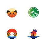 夏天沙滩度假椰子树logo