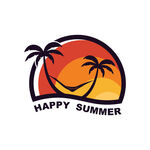 沙滩夏日椰子树logo