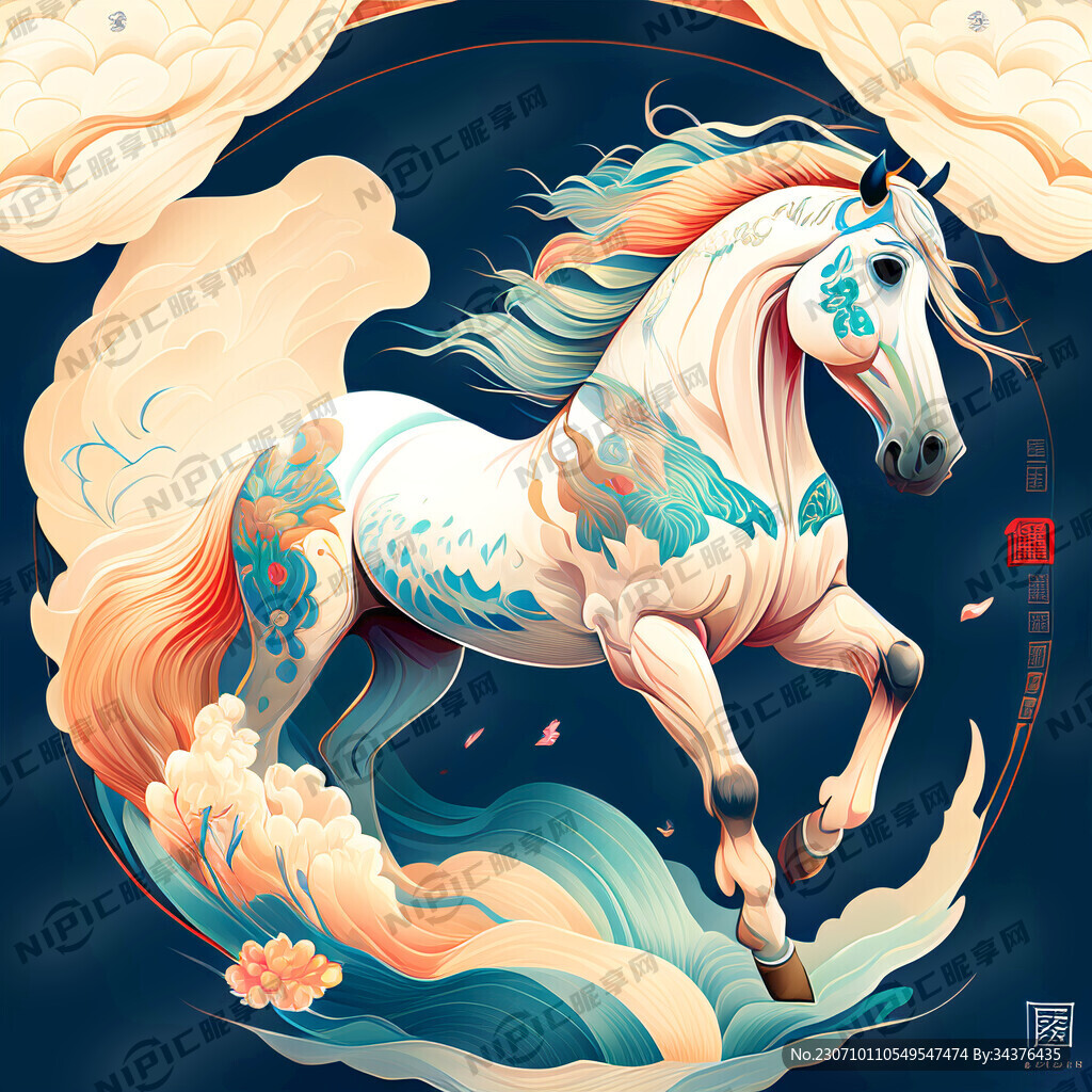 十二生肖 马 画风明亮
