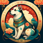 十二生肖，狗，画风明亮，层次感强