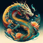 十二生肖，龙，画风明亮，层次感强