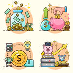 卡通商务办公金融理财投资插画