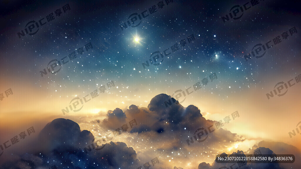 写实风格 夜晚星空 干净无云