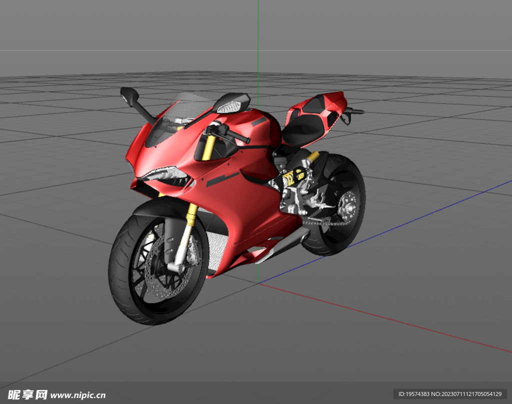 C4D模型 摩托车  