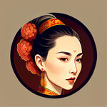 中国女性头像，插图，标识