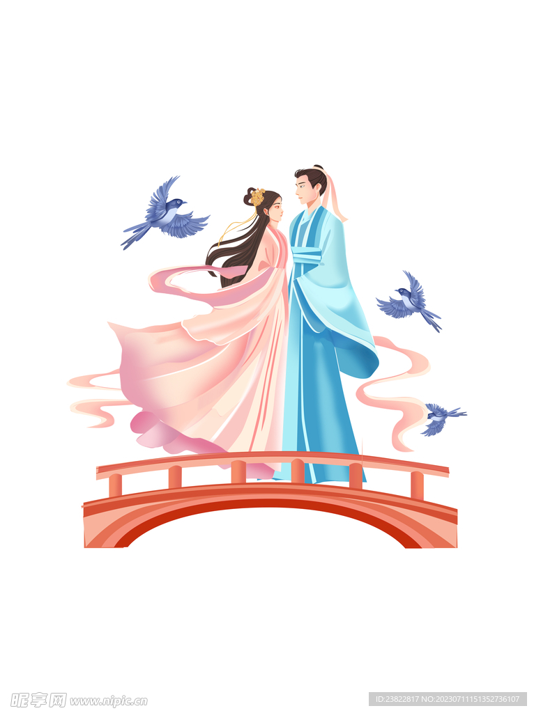 七夕情人节中国传统民俗浪漫鹊桥
