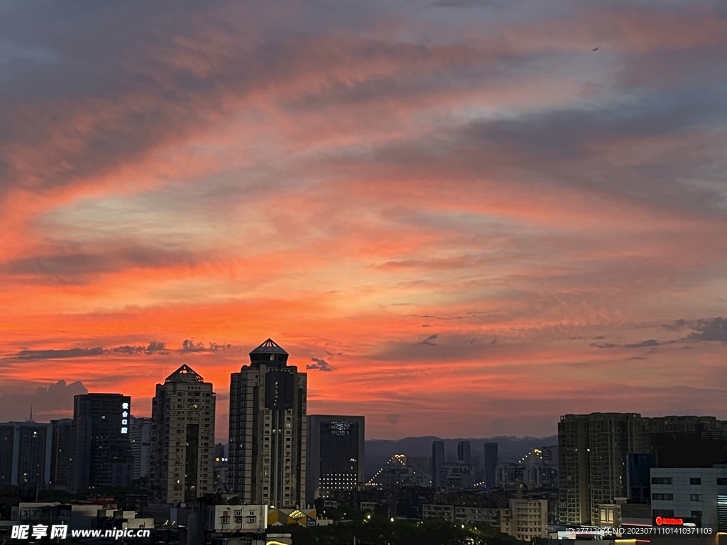 城市 晚霞  落日 宜昌 夕阳