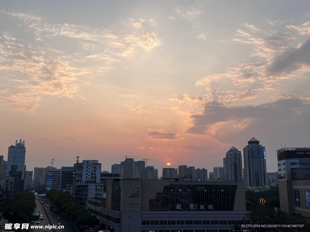 城市 晚霞 国贸 落日 宜昌 