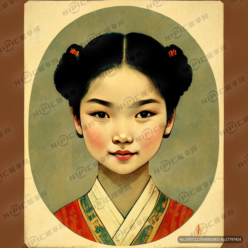 复古插画少女
