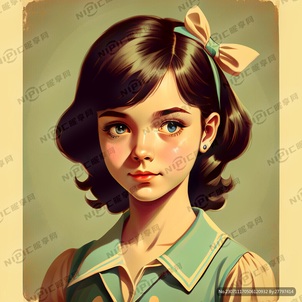 复古插画少女