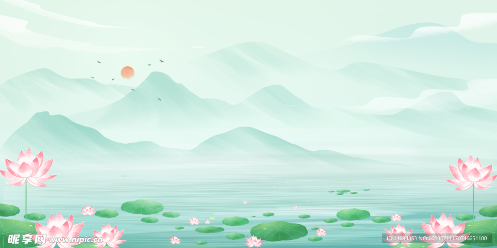 荷花背景中国风