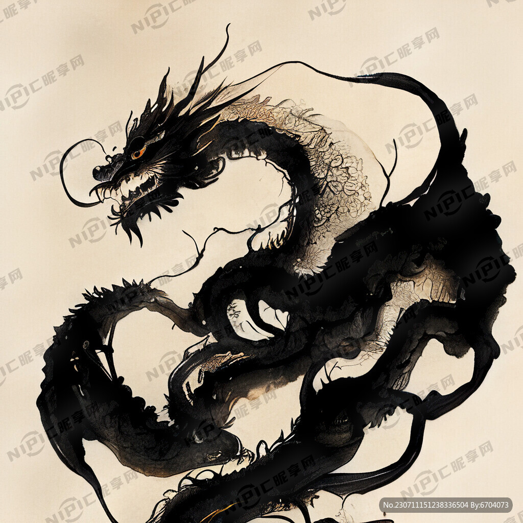 中国水墨线条龙