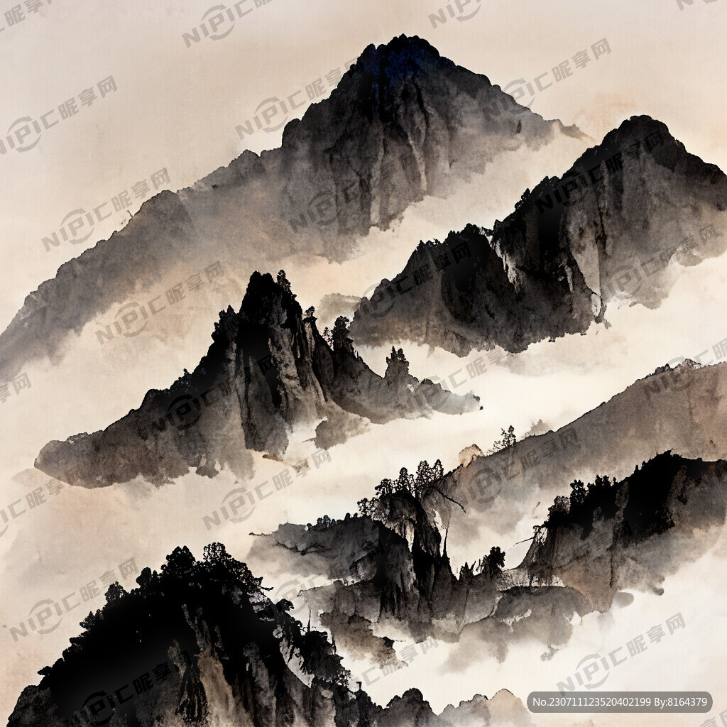 山谷 中国风 中国画 山水