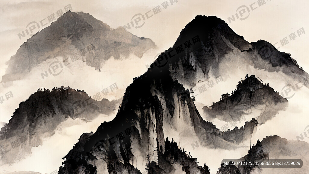 山谷 中国风 中国画 山水