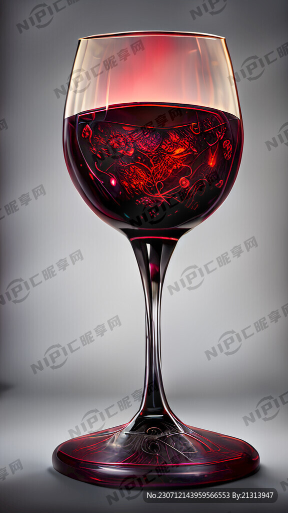 高清的装有葡萄酒的红酒酒杯