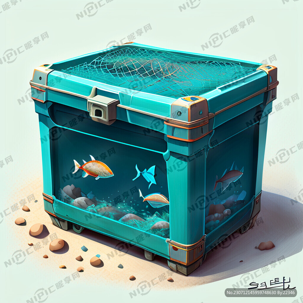 海洋网箱养殖手绘