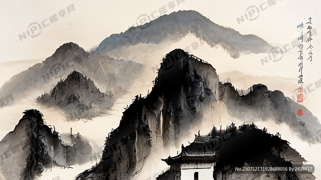 上面一排门楼 山谷 中国风