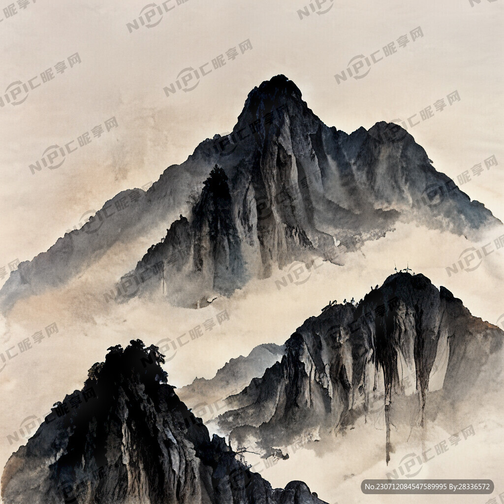 山谷 中国风 中国画 山水