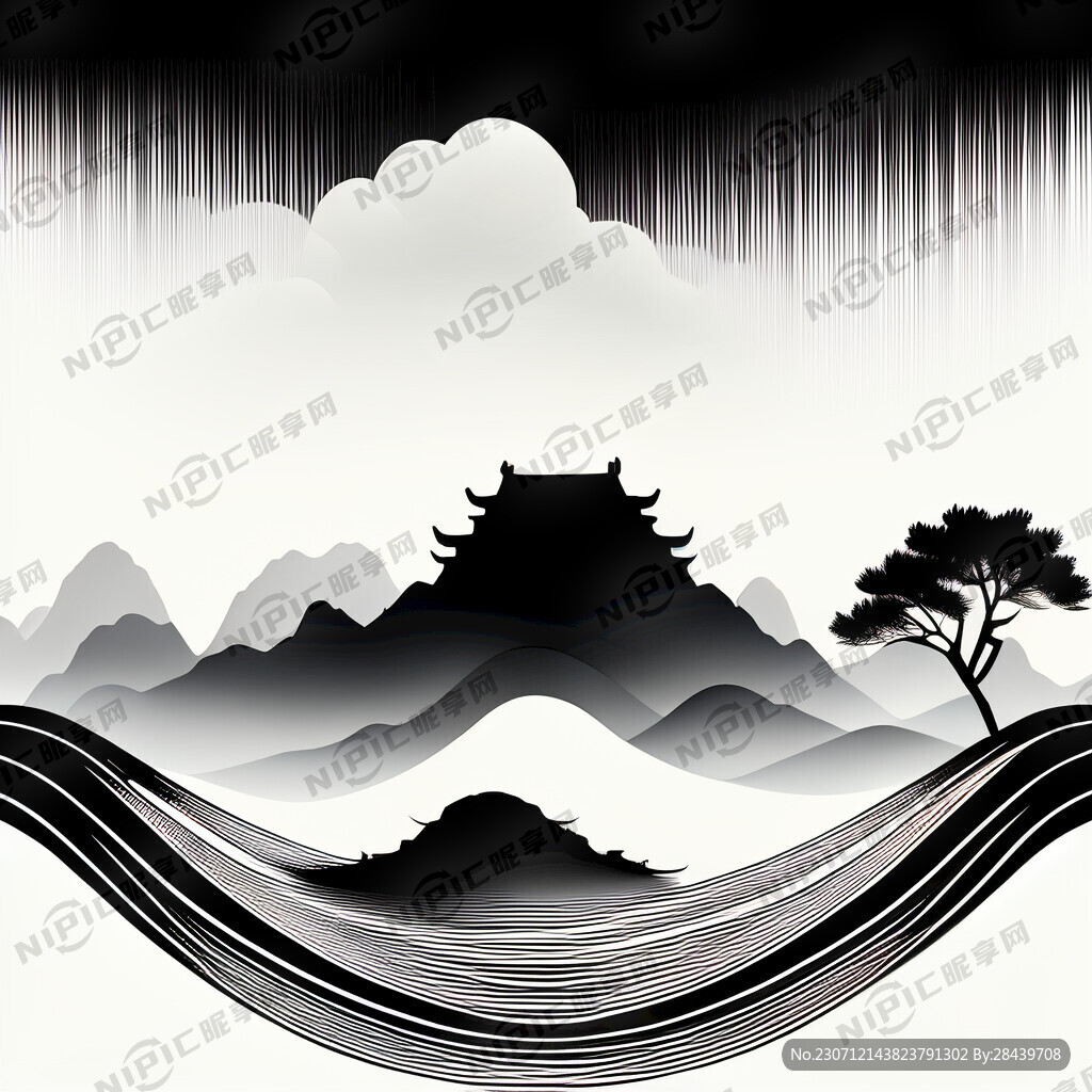 黑白线条极简元素背景