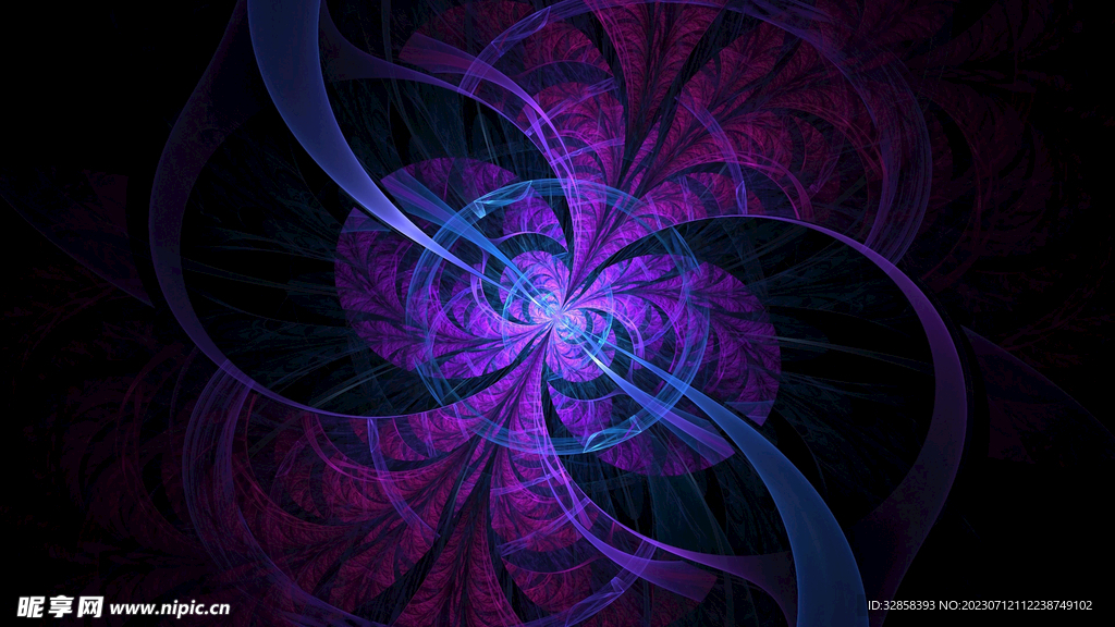 紫色发光光线抽象科技线条背景