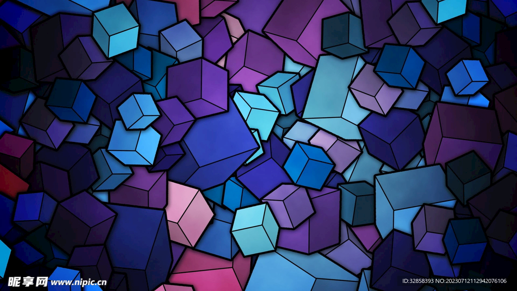 3d蓝紫立体体抽象规则图形