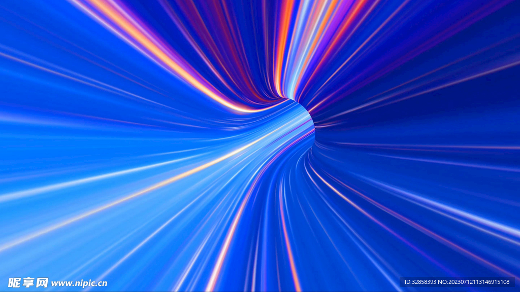 蓝色发光光线抽象科技线条背景