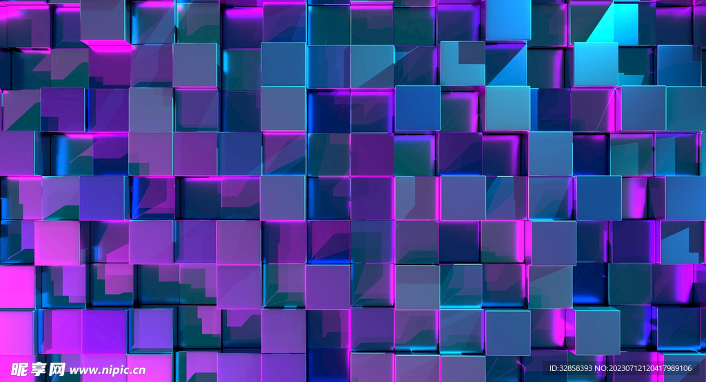 紫色3d规则正方体平铺科技纹理