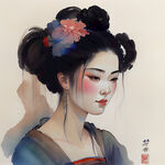 中国唐代人物，典雅，色彩明亮，层次分明