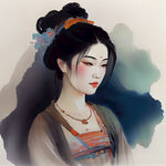中国唐代人物，典雅，色彩明亮，层次分明