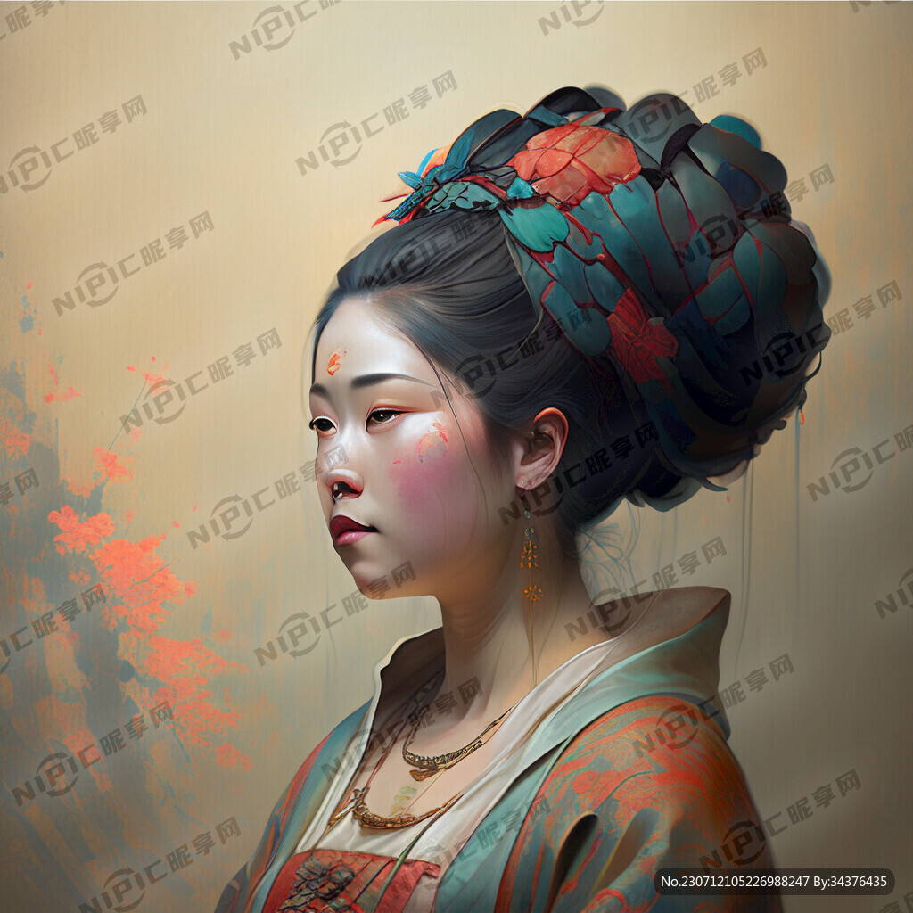 中国唐代人物 典雅 色彩明亮