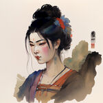 中国唐代人物，典雅，色彩明亮，层次分明