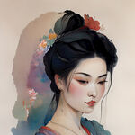 中国唐代人物，典雅，色彩明亮，层次分明