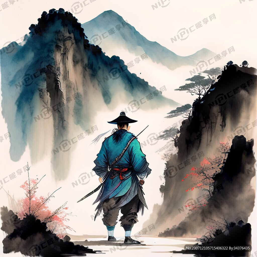 中国古代武侠人物 色彩明亮