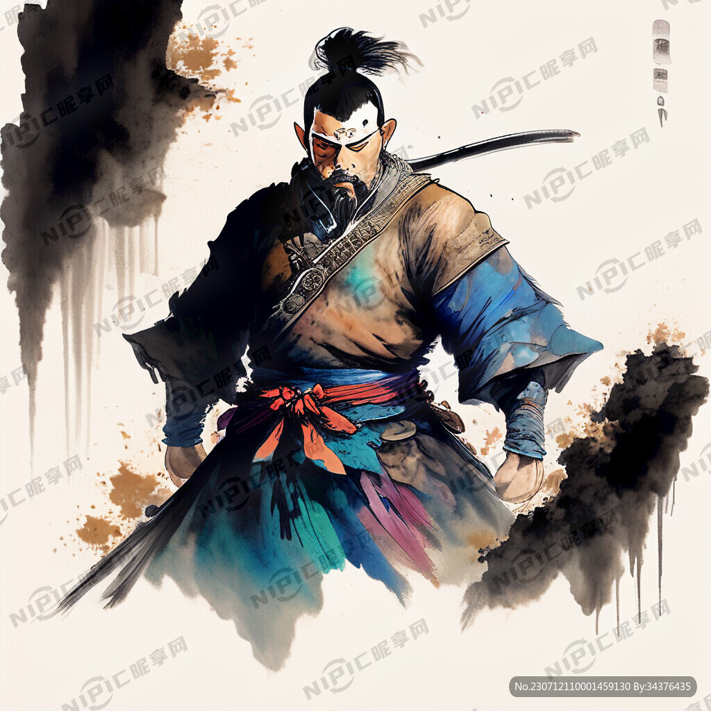 中国古代武侠人物 色彩明亮