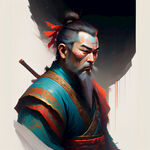 中国古代武侠人物，色彩明亮，层次分明