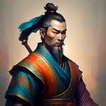中国古代武侠人物，色彩明亮，层次分明