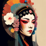 京剧脸谱，色彩丰富，画风明亮，层次分明