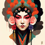 京剧脸谱，色彩丰富，画风明亮，层次分明