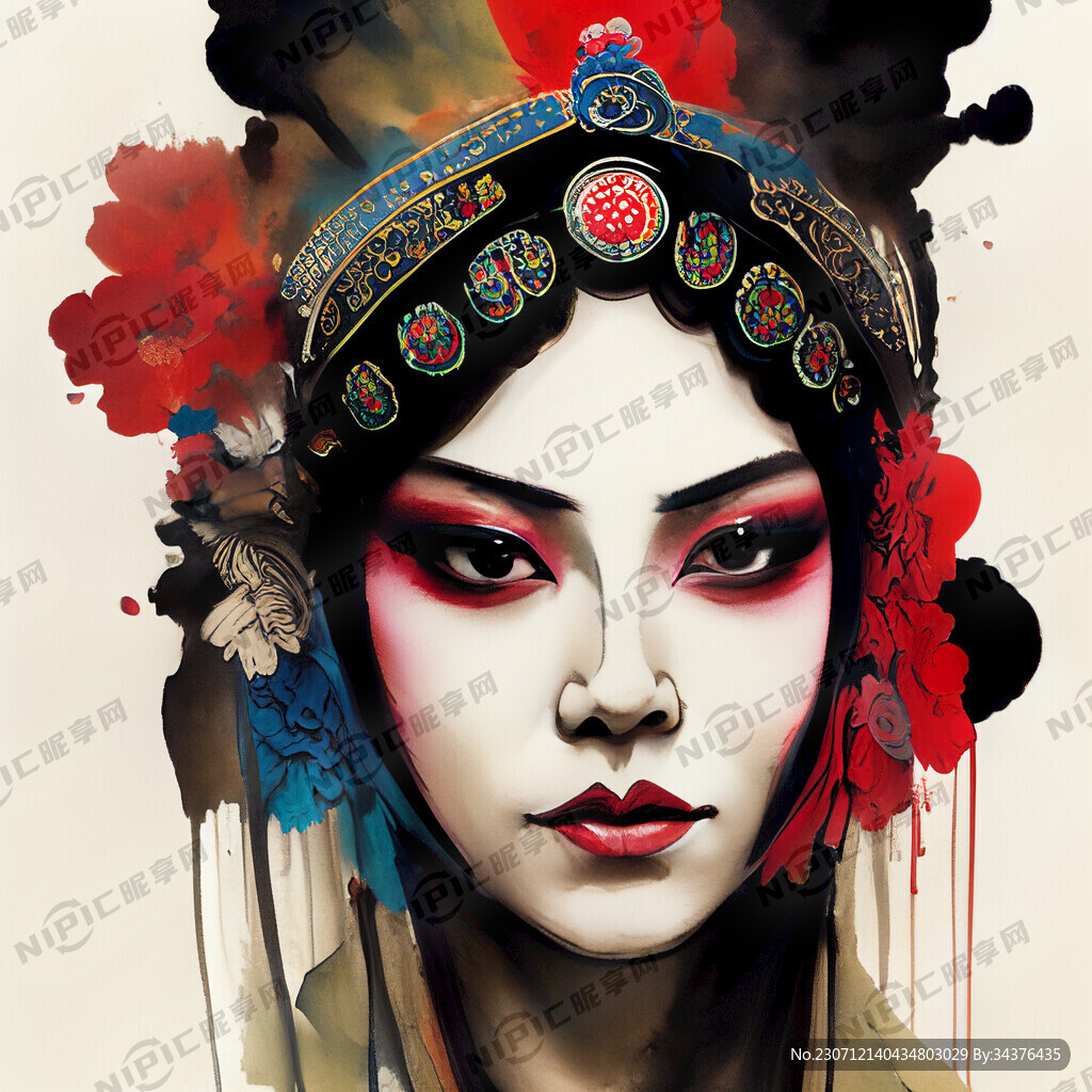 京剧脸谱 色彩丰富 画风明亮