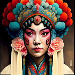 京剧脸谱，色彩丰富，画风明亮，层次分明