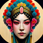 京剧脸谱，色彩丰富，画风明亮，层次分明