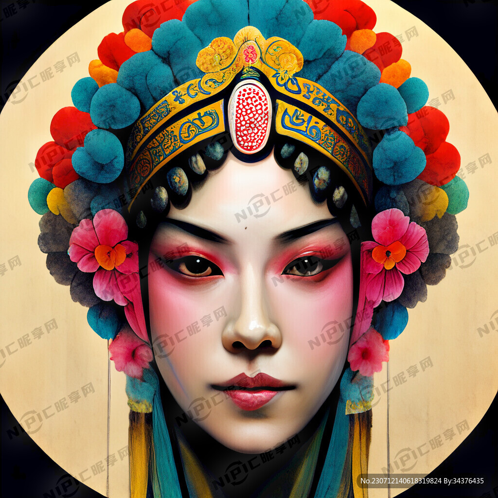 京剧脸谱 色彩丰富 画风明亮