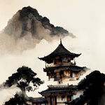 云南昆明古风建筑插画，古典，古朴