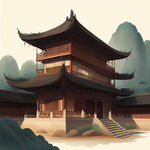 云南昆明古风建筑插画，古典，古朴