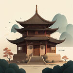 云南昆明古风建筑插画，古典，古朴